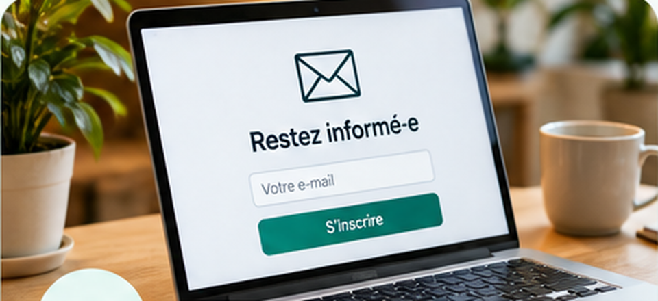 Ordinateur affichant un formulaire d’inscription à une lettre d’information